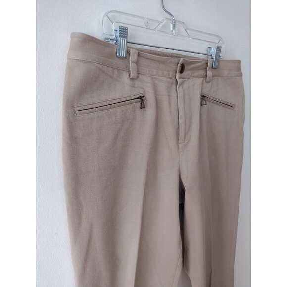Lauren Ralph Lauren Dress Pants Womens Size 8 Tan Flat Front Zip Pockets Stretch - Picture 8 of 16